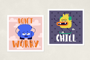 Funny Characters Set Comic Cards