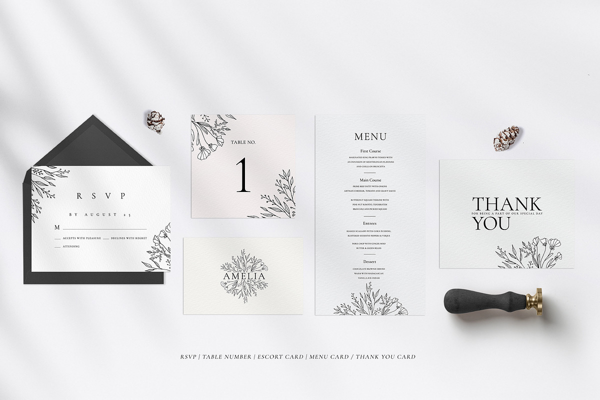 Minimal Sketch Floral Wedding Suite, an Invitation Template by Azka Creative (Photo 8 of 8)