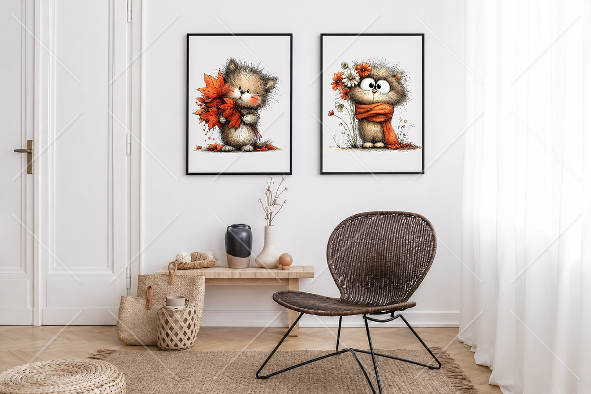 Whimsical Cute Autumn Cat Clipart, a Seasonal Illustration by Canvas Craft (Photo 7 of 10)