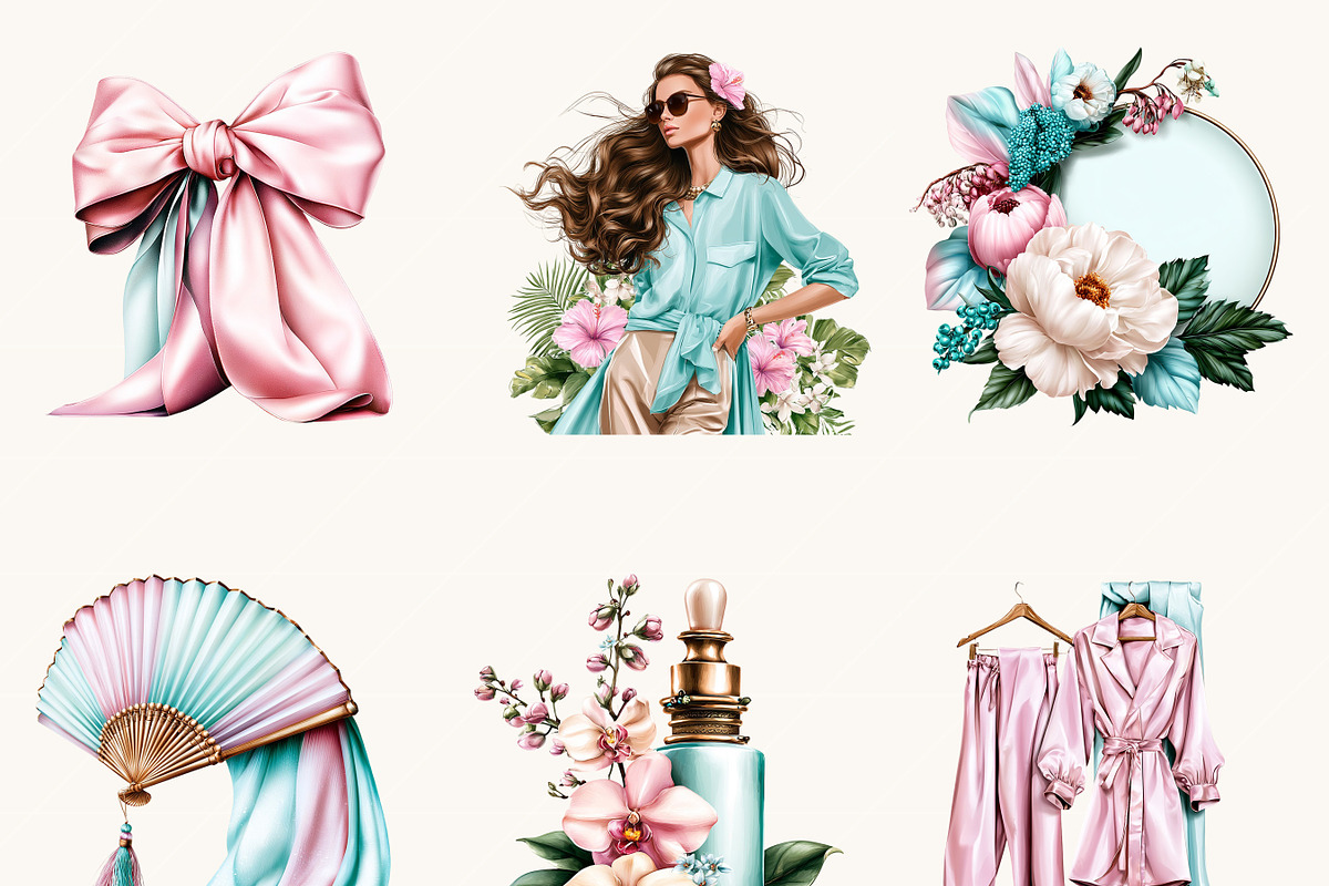 Coastal Glam Clipart Bundle, a Person Illustration by BusyDaydesign (Photo 4 of 9)
