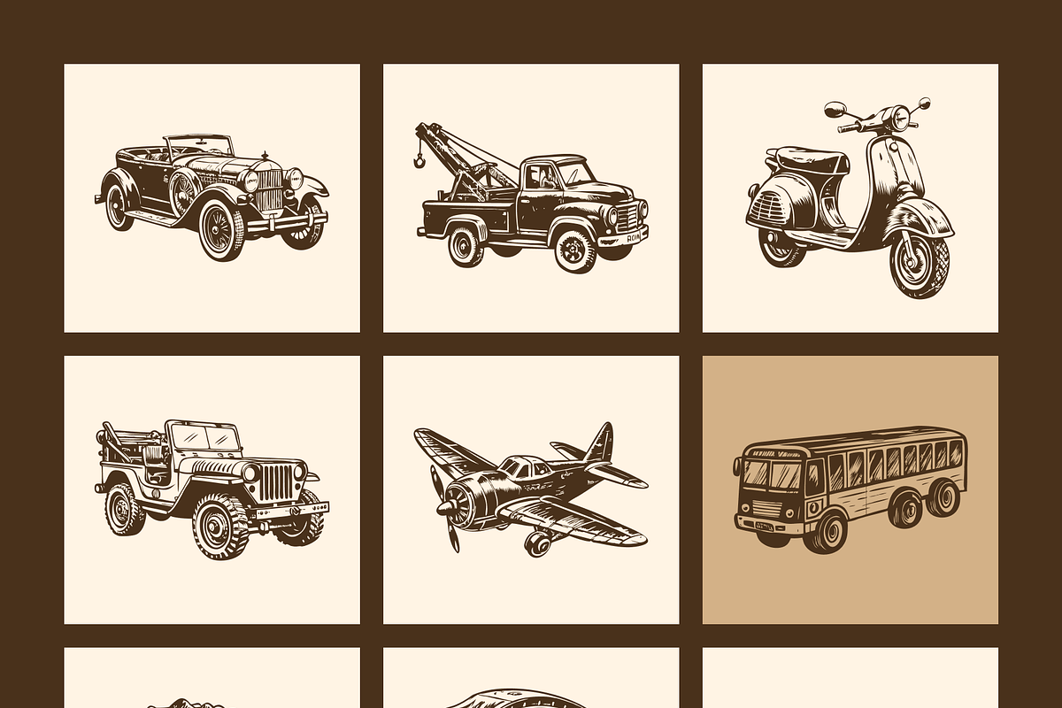 Vintage Transport and Vehicle Icon, a Transportation Illustration by Creative Stall (Photo 9 of 10)