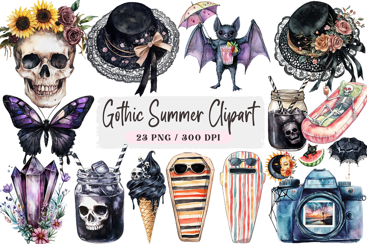 Gothic Summer Clipart, an Illustration by DreamArtGraphic (Photo 1 of 4)