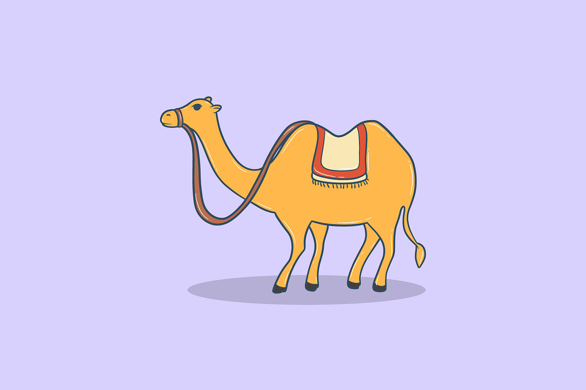 Cartoon camel with saddle, an Animal Illustration by Mch Labs