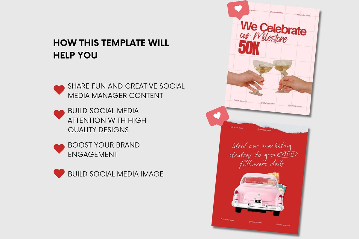 Pink & Red Instagram Post Template preview 7