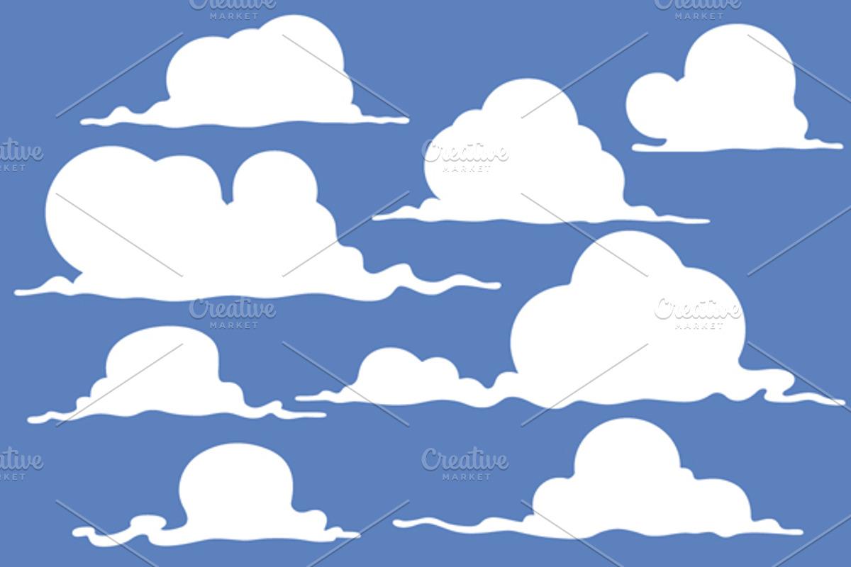 Beautiful Cartoon Clouds, an Illustration by yuanden graphics (Photo 3 of 3)
