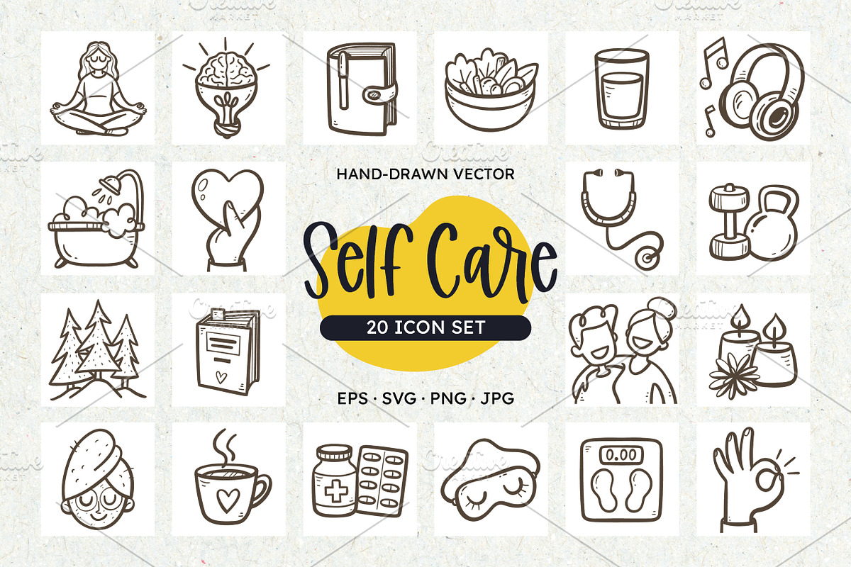 Self Care Icon Set, an Outline Icon by insemar (Photo 1 of 4)