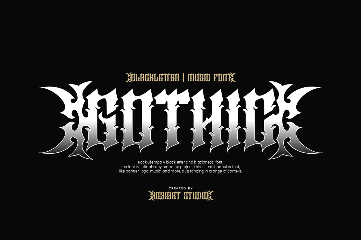 Rock Glempo - Music Font, a Blackletter Font by Iqsiart Studio (Photo 2 of 10)