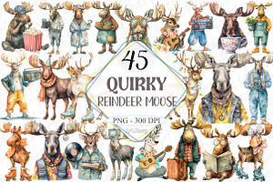 Quirky Reindeer Funny Moose Clipart, a Graphic by designcity5