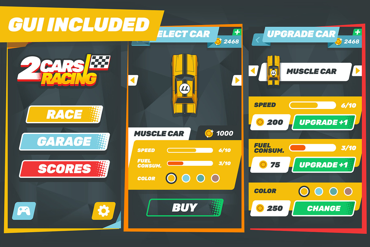 Game Assets for 2 Cars Racing, an Illustration by wowu (Photo 3 of 9)