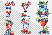 Watercolor 4th of July Cocktail Clip, an Illustration by SVGArt (Thumbnail 2 of 9)