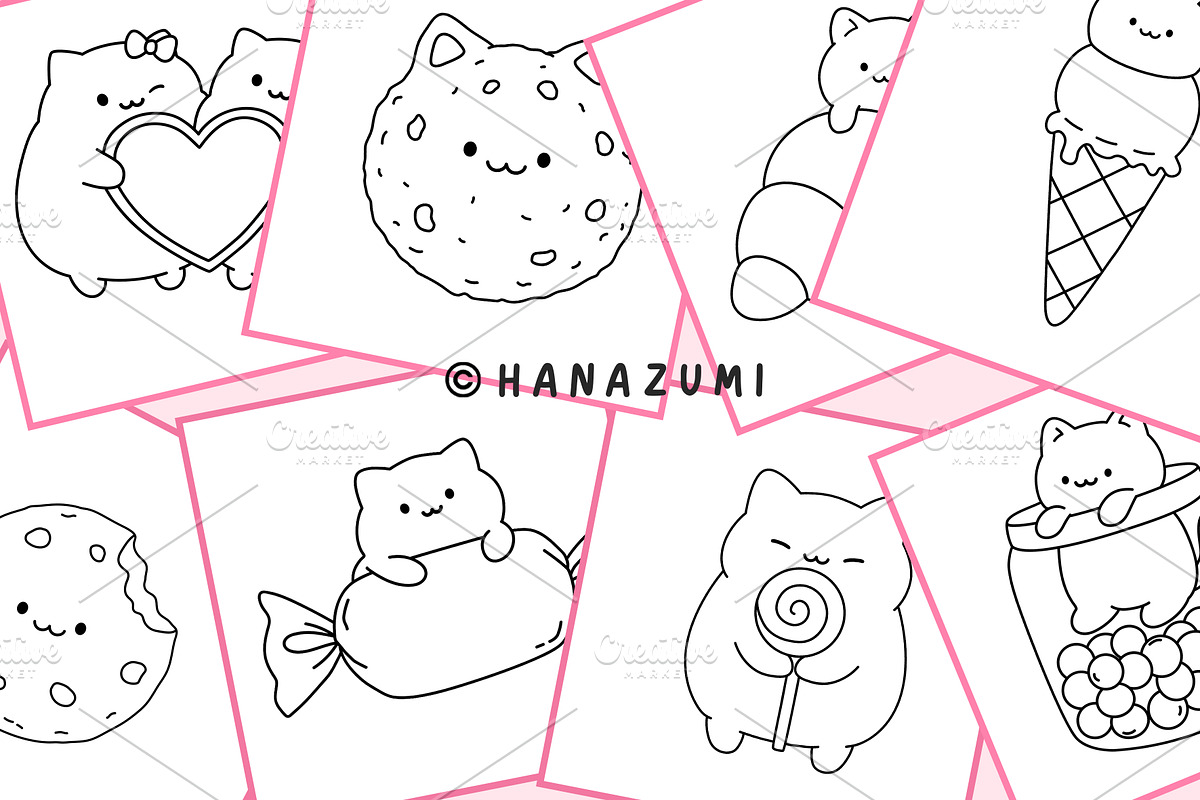 FLUFFY SWEET TREATS - COLORING PAGES, an Illustration by Hanazumi (Photo 3 of 4)