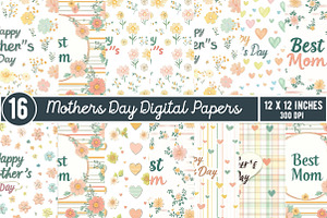 Mothers Day Digital Paper, Mothers D, an Illustration by GatewayDesign
