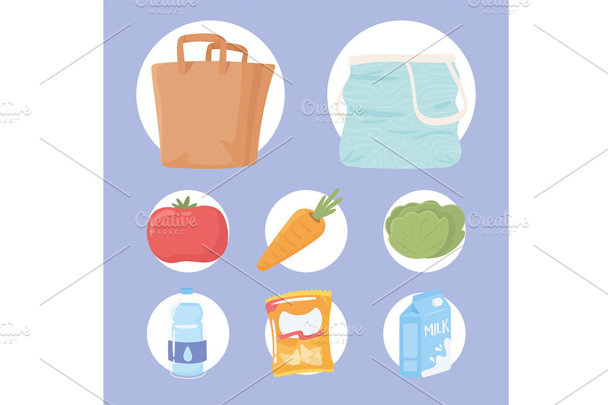 icon food and bags, a Food Illustration by studiogstock