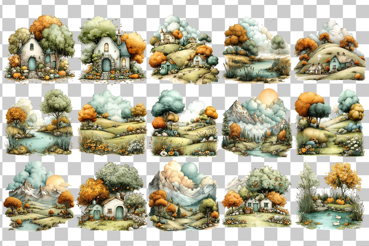 Autumn Landscapes PNG Clipart, a Seasonal Illustration by Nicolle's Colorful Art (Photo 3 of 4)