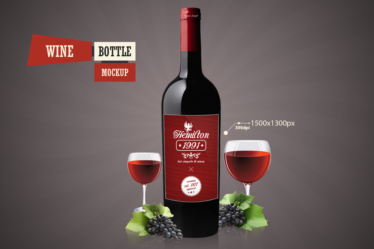 Wine Bottle - Mockup, an Advertising Mockup by VectorMedia