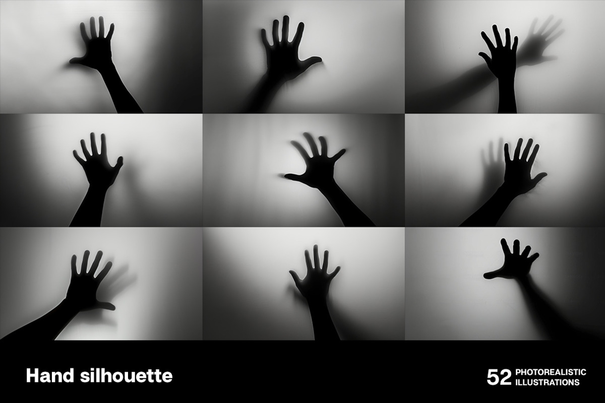 Hand silhouette. 52 images, a Background Graphic by Handmadefont (Photo 10 of 12)