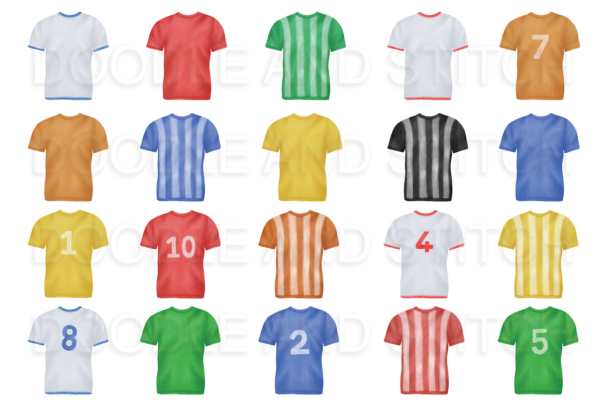 Sports T-Shirts Watercolor Clipart, a Sport Illustration by Doodle and Stitch (Photo 2 of 2)