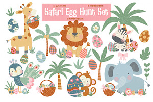 Safari Easter Clipart & paper set