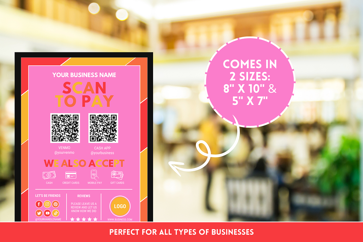 Colorful Scan to Pay Sign, a Stationery Template by SunshineStudioBoutique (Photo 7 of 10)