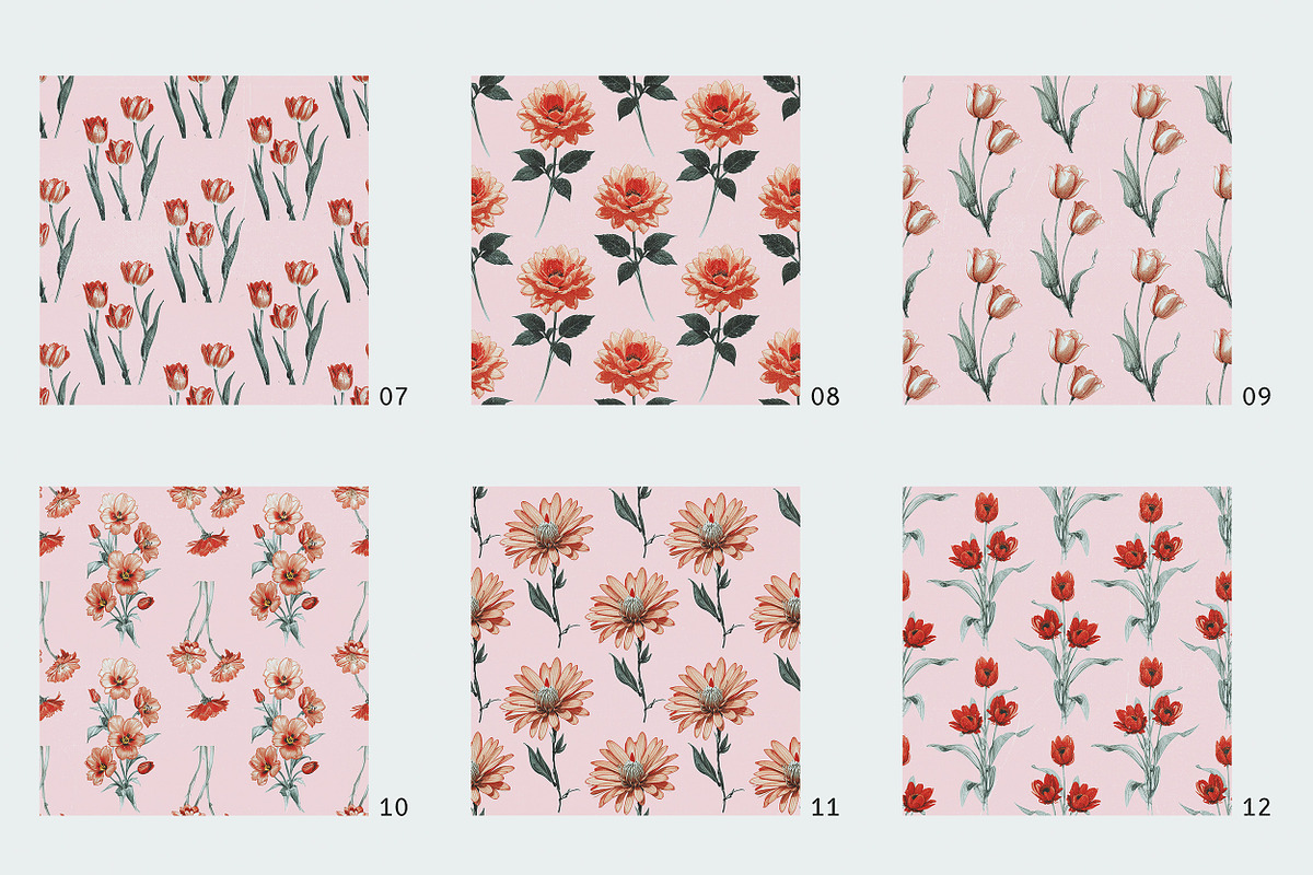 Crimson Bloom: Floral Design Kit, a Pattern Graphic by Megan Aili Designs (Photo 5 of 12)