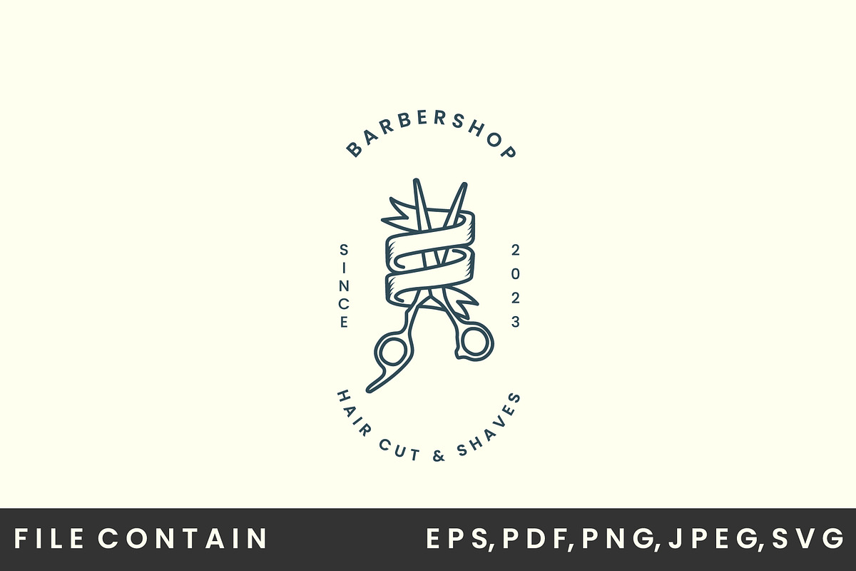 barbershop line art logo vector, a Branding & Logo Template by SD 22