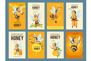Honey cards. bees characters in, an Animal Illustration by Onyx