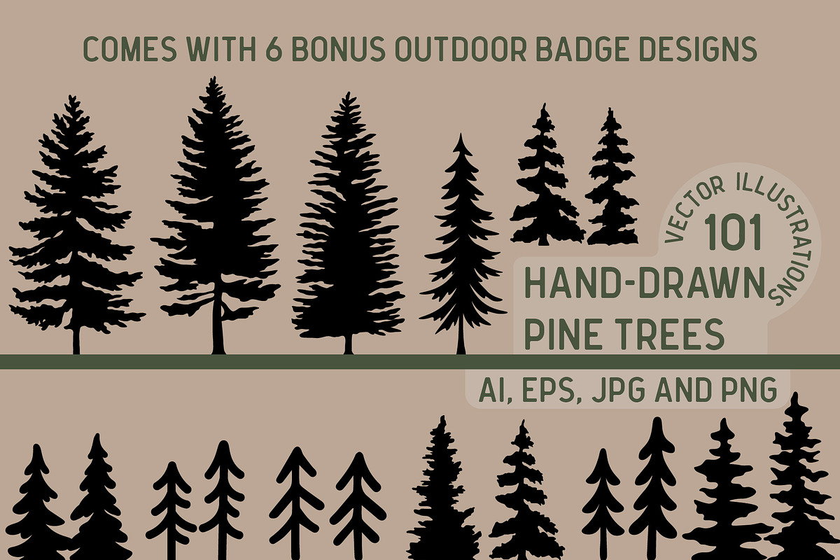 Pine Trees 102 illustrations, an Illustration by Jake & Meg (Photo 1 of 5)