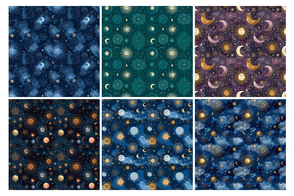 Whimsical Celestial Digital Paper, an Illustration by Daily.Designs (Photo 3 of 5)