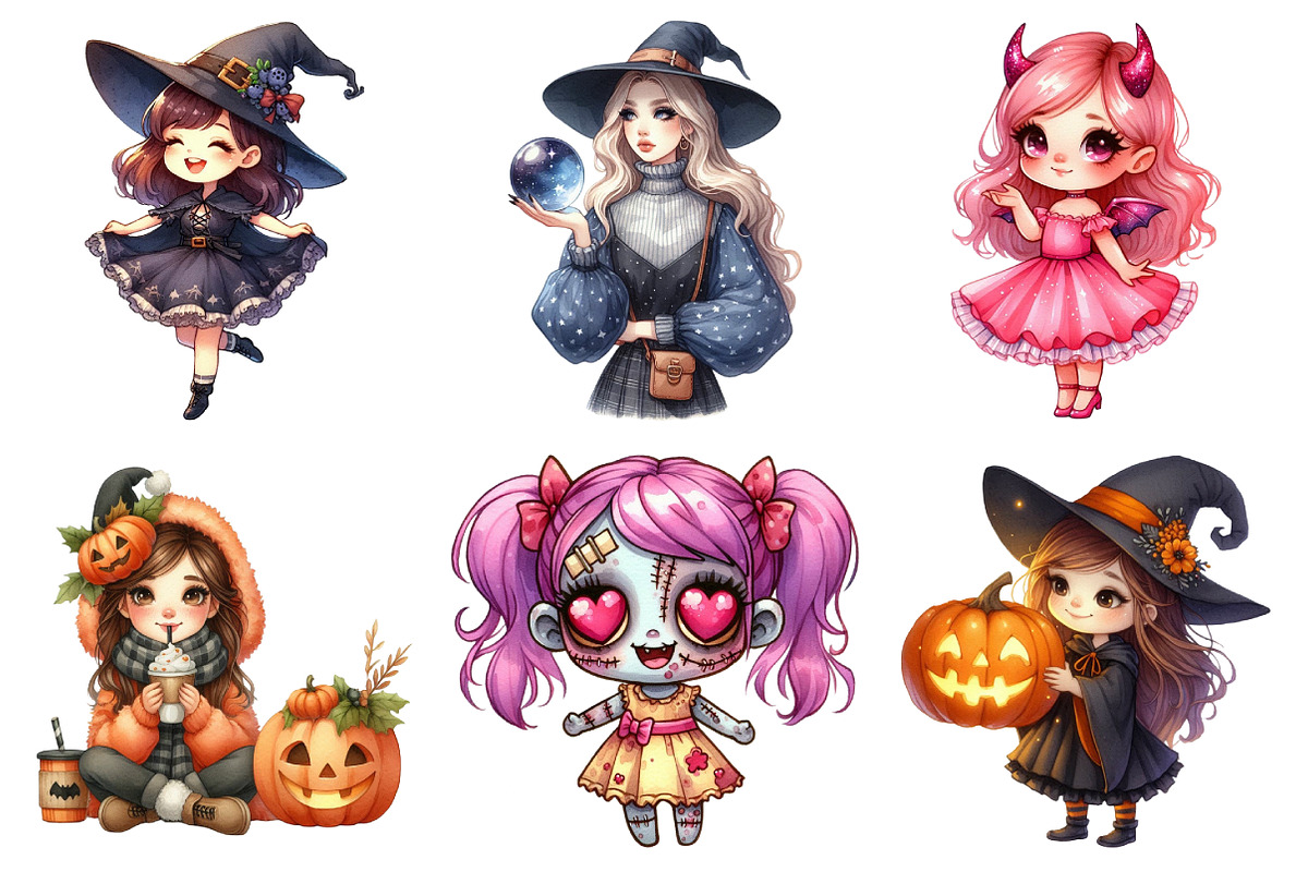 Halloween Girl Clipart, an Illustration by Daily.Designs (Photo 3 of 5)