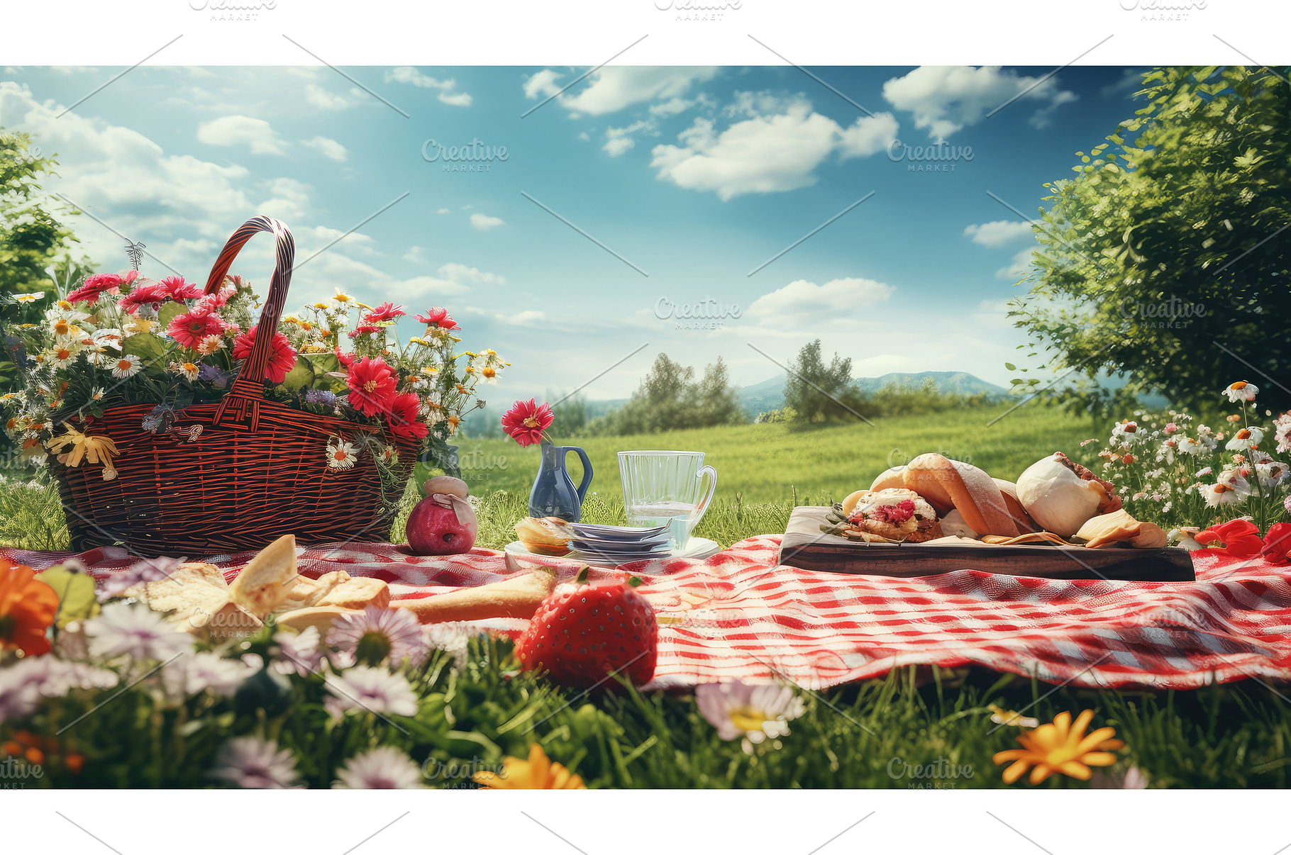 nature picnic background ai, a Nature Photo by pikepicture