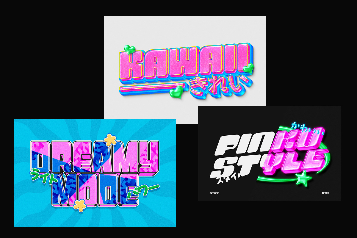 Kawaii Neon Bubble Text Effect, a Layer Style Add-On by Matsero (Photo 4 of 4)
