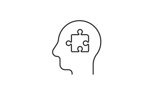 Puzzle inside head line icon, an Outline Icon by Saggitarius
