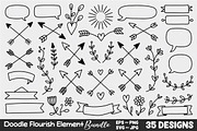 Doodle Flourish Element SVG Bundle, an Icon by Actual Pixel (Thumbnail 1 of 2)