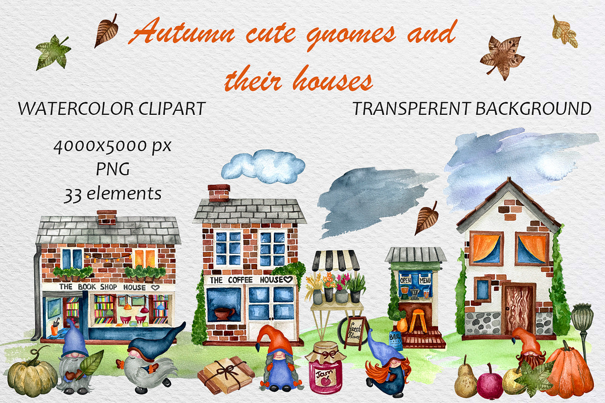 Watercolor autumn family gnomes set, a Seasonal Illustration by Fresh art by Larysa (Photo 1 of 5)