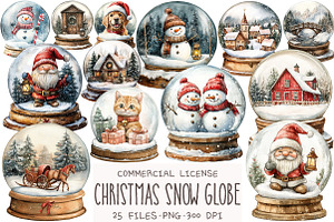 Christmas Snow Globe Clipart, an Illustration by OK Design