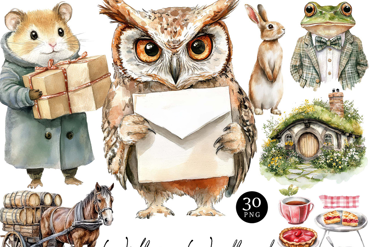 Watercolor Willows Woodland Clipart, an Animal Illustration by Design Scotch (Photo 1 of 8)