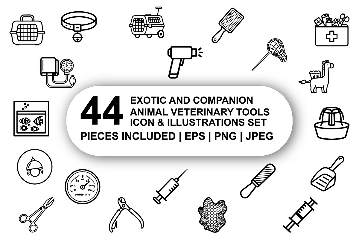 Animal veterinary tools Icon Set, an Outline Icon by Nurlan's shop (Photo 1 of 6)