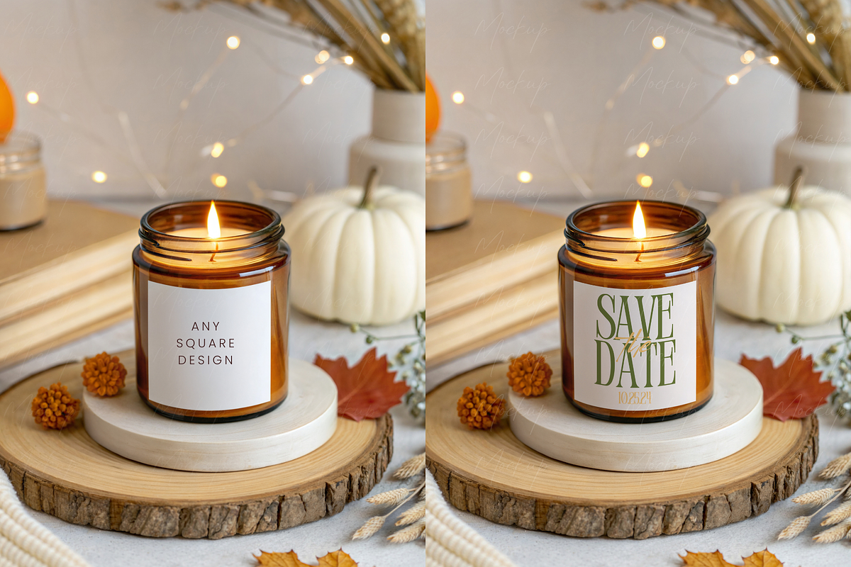 Fall Seasonal Candle Label Mockup, a Product Mockup by TatiMockup (Photo 2 of 3)