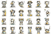 Whimsical Summer Beach Cat Clipart, an Illustration by designcity5 (Thumbnail 2 of 5)