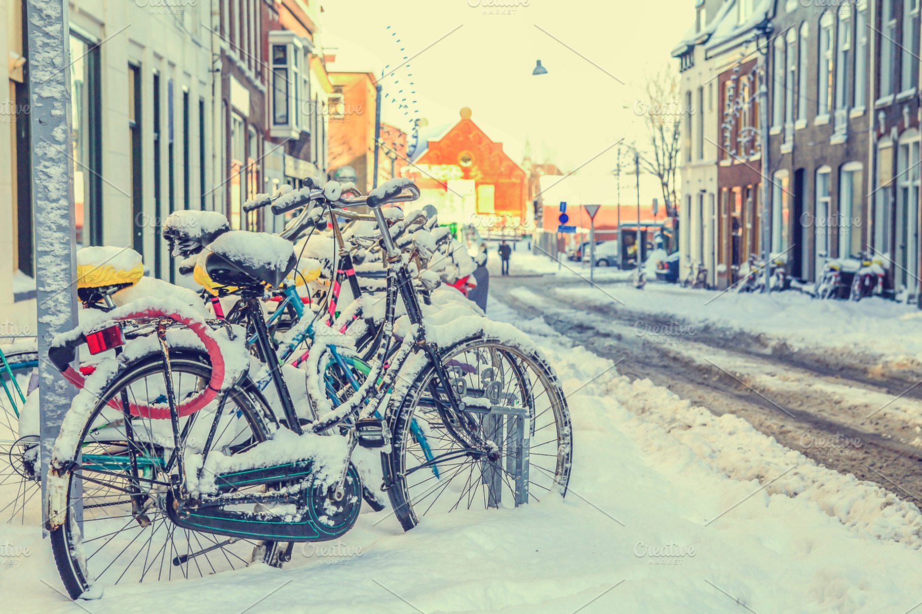 Bikes In The Snow Stock Photo Containing Snow And Bike