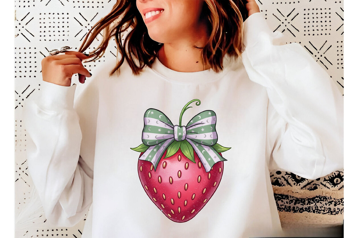 Cute Coquette Bow Strawberry Summer, an Illustration by Designking (Photo 5 of 6)