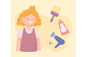 blonde girl and accessories, a Person Illustration by studiogstock