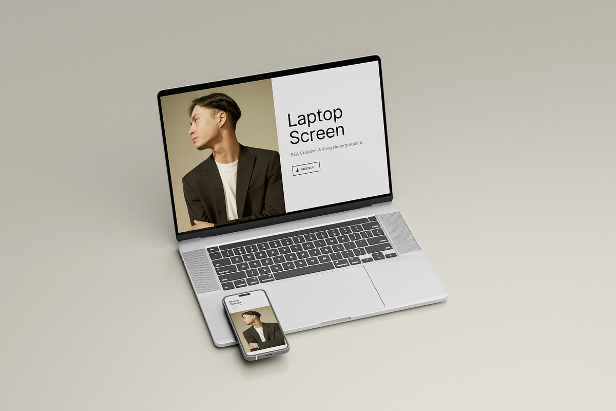 Laptop And Phone Mockup, a Wearable Device Mockup by Graphic_world89 (Photo 3 of 8)