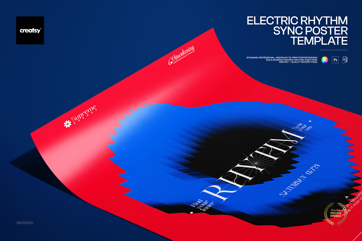 Electric Rhythm Sync Poster Template, a Poster Template by creatsy5 (Photo 1 of 4)