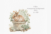 Garden rabbits Watercolor Clipart, an Object Graphic by MyLittleMeow (Thumbnail 2 of 6)