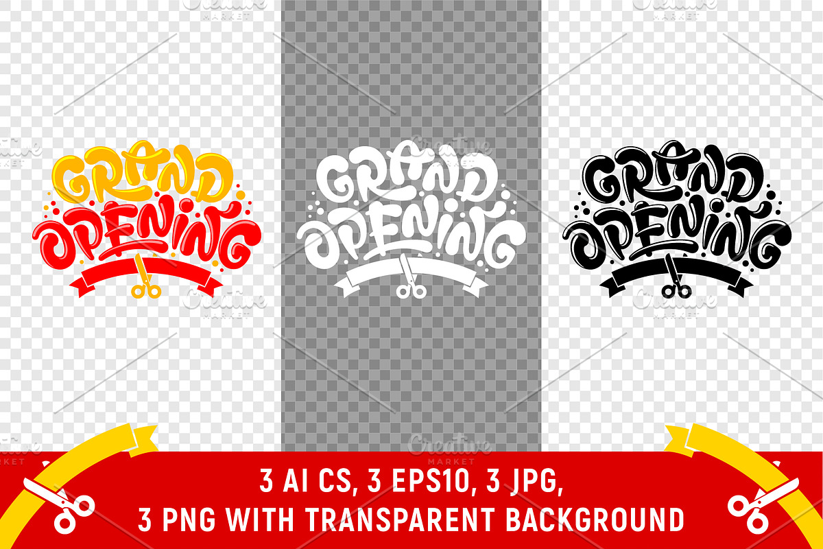 Grand Opening Lettering Set, a Decorative Illustration by Vector beauty (Photo 4 of 4)