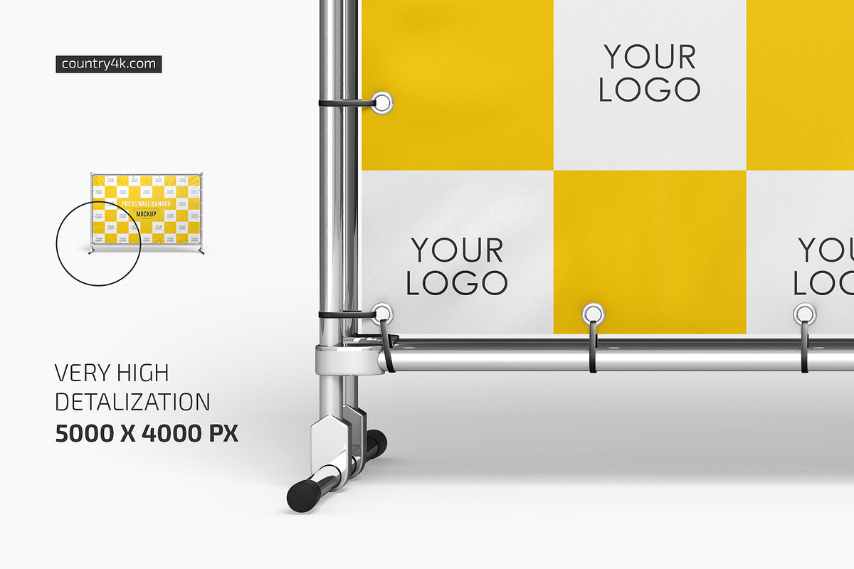 Press Wall Banner Mockup Set, an Advertising Mockup by Country4k (Photo 3 of 4)