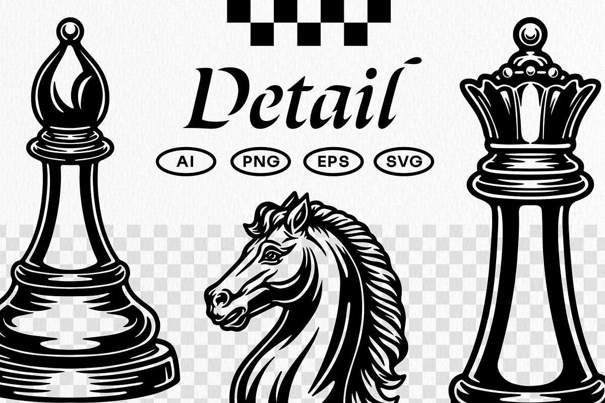 Chess Pieces Vector Pack, an Object Illustration by Tekuni (Photo 2 of 6)