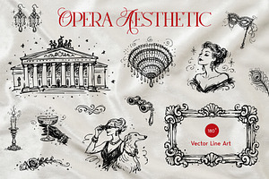 Opera Aesthetic: Vector Line Art, a Decorative Illustration by divanovskaya_nv