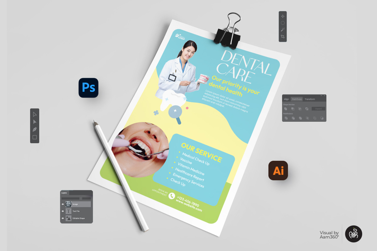 Dental Care Flyer Template, a Flyer Template by Aam360 (Photo 2 of 2)